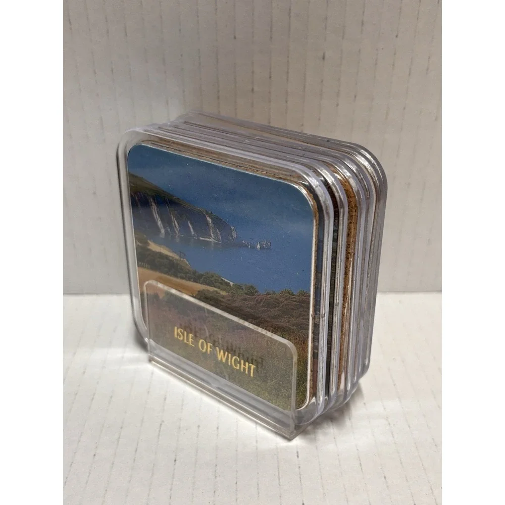 Isle of Wight England Drink Coasters Set of 6‎ acrylic cork back landmarks pics